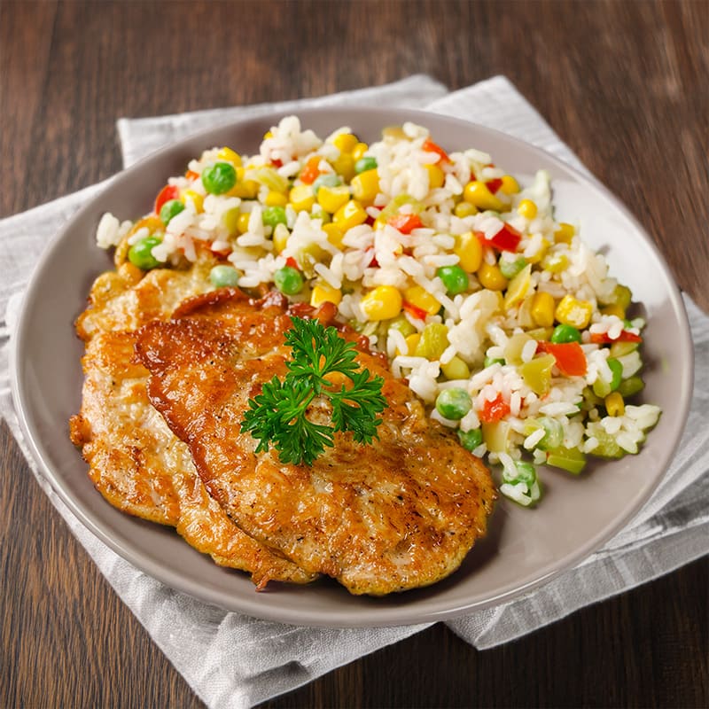 Plato con arroz con verduras