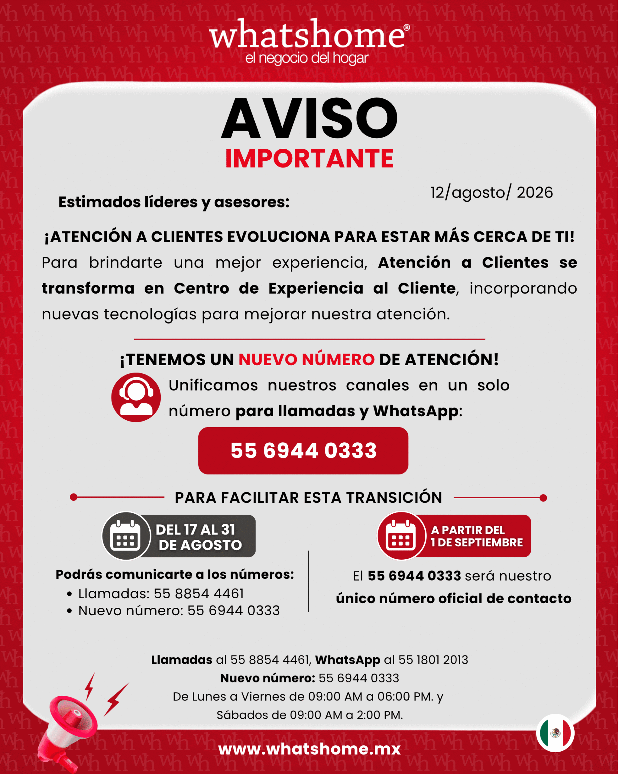 Aviso importante Whatshome