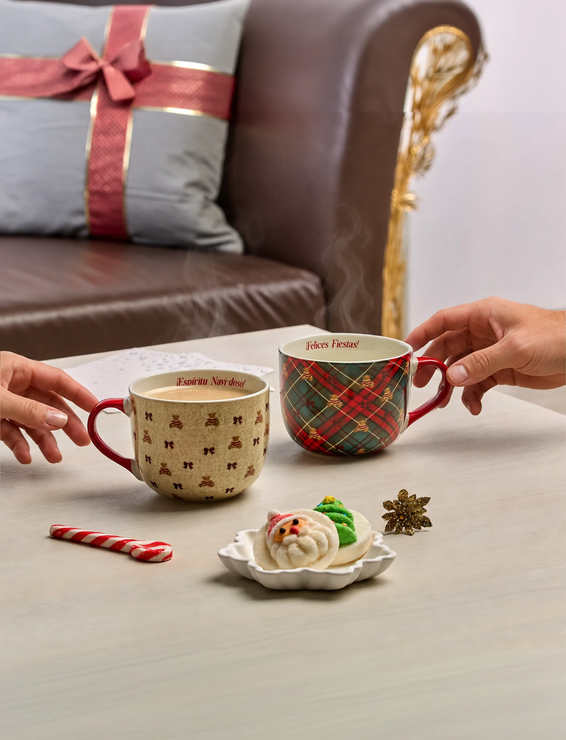 Tazas Teddy de Whatshome en una mañana navideña