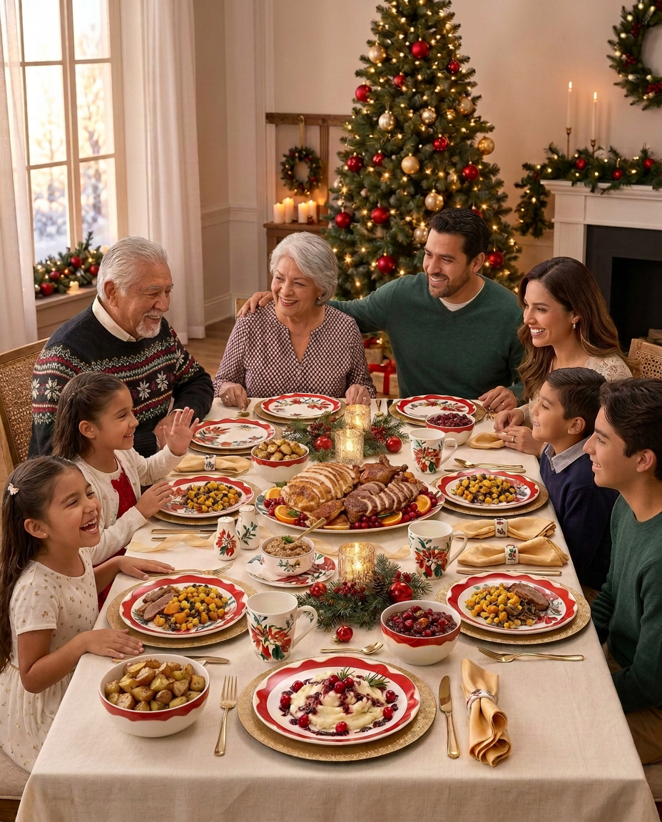 Preparativos finales para recibir a los invitados en Navidad